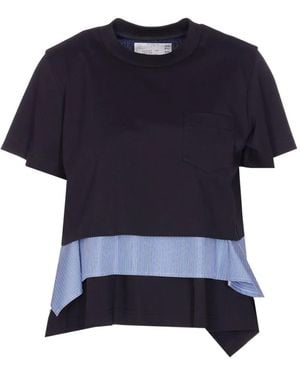 Sacai Pocket Asymmetrical Hem T-Shirt - Blue
