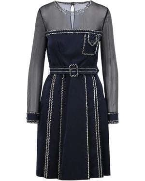 Prada Crystal-Embellished Chiffon Minidress - Blue