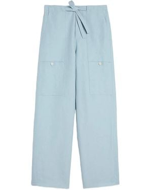 Jil Sander Drawstring Cargo Linen Trousers - Blue