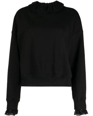 Goen.J Crochet-Colar Sweatshirt - Black
