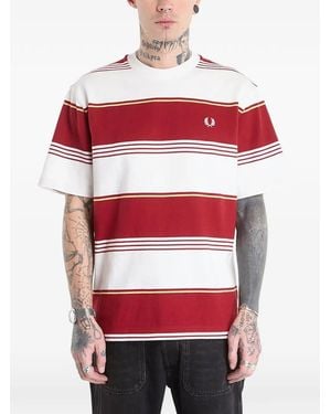 Fred Perry Striped T-Shirt - Red