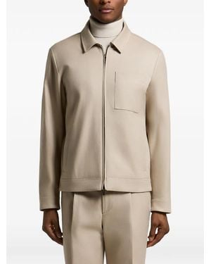 Peserico Zip-Up Chest-Pocket Jacket - Natural