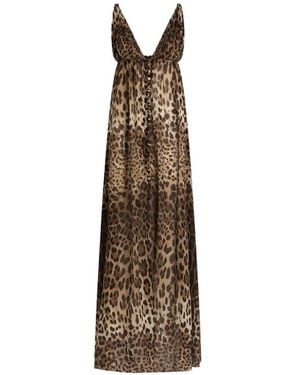 Dolce & Gabbana Exclusive Leo-Print Sheer Dress - White