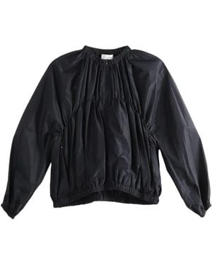 Amomento Gathered Zip-Up Jacket - Black