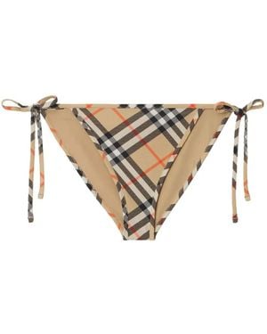 Burberry Check-Print Tie-Side Bikini Bottoms - Natural