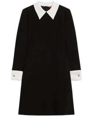 Max Mara Bravo Contrasting-Collar And Cuffs Dress - Black