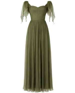 ROSERRY Elizabeth Off-Shoulder Pleated Maxi Dress - Green