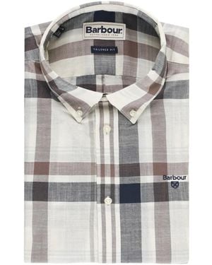 Barbour Check-Pattern Button-Down Shirt - White