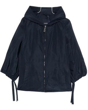 Max Mara Hooded Drawstring-Cuff Coat - Blue