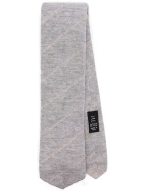 Eleventy Striped Wool Tie - Gray