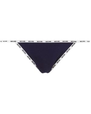 Moschino Logo-Trim Brief - Blue