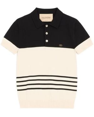Valentino Garavani Wool Polo Shirt With Vlogo - Black