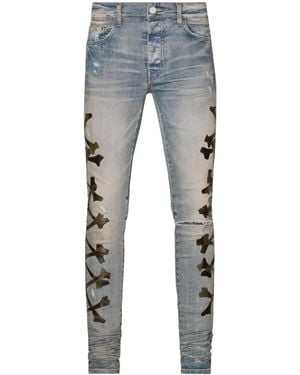 Amiri Camo Bones Skinny Jeans - Blue
