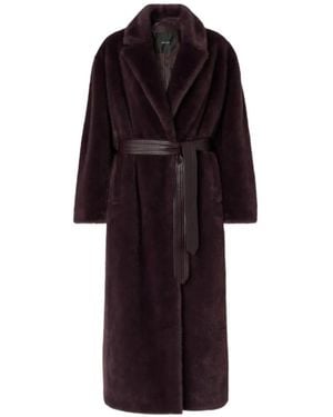 Pinko Long Faux-Fur Coat With Belt - Red