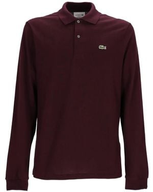 Lacoste Logo-Patch Long-Sleeve Polo Shirt - Purple