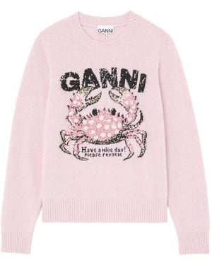 Ganni Pullover Mit Krebs-Intarsie - Pink