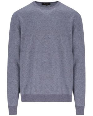 Loro Piana Chevron-Knit Crew-Neck Jumper - Blue
