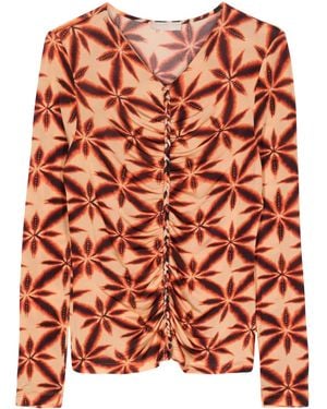 Ulla Johnson Braid-Detailing Floral-Print Jersey - Orange