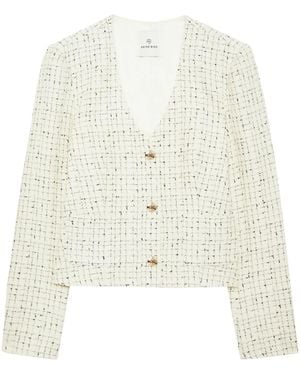 Anine Bing Anitta Tweed Cropped Jacket - White