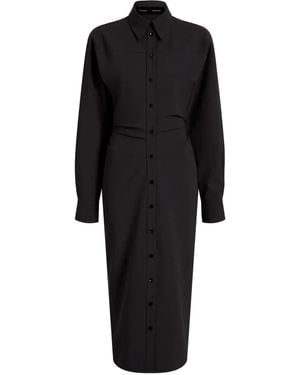 Proenza Schouler Buttoned-Down Cinched Shirt Midi Day Dress - Black