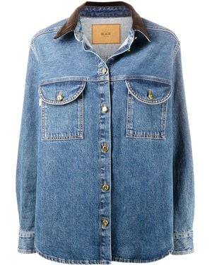 Blazé Milano Contrast-Collar Denim Jacket - Blue