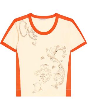 Dries Van Noten Embellished-Appliqué T-Shirt - Orange