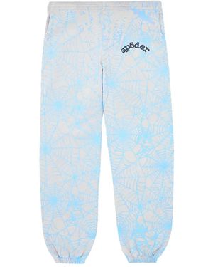 Sp5der Spiderweb-Print Joggers - Blue