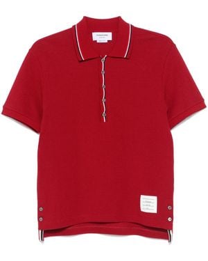 Thom Browne Rwb Waffle-Knit Polo - Red