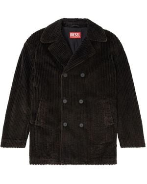DIESEL Otis Corduroy Double-Breasted Coat - Black