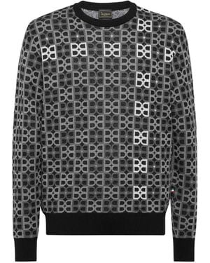 Billionaire Jacquard-Monogram Sweater - Black