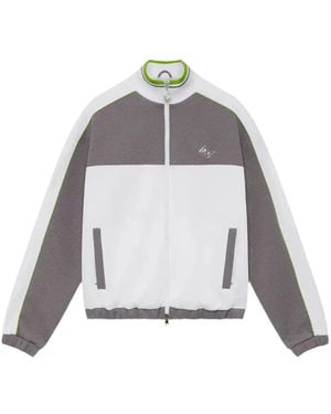 CASABLANCA Tennis Jacquard Panelled Zip Sweatshirt - Grey
