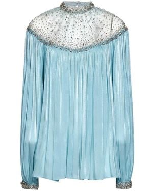 Costarellos Timea Crystal-Embellished Pleated Top - Blue