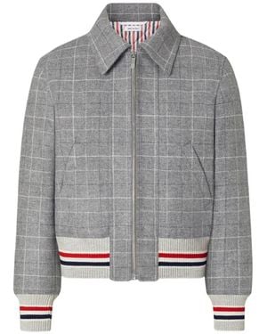 Thom Browne Windowpane Houndstooth Tweed Jacket - Grey
