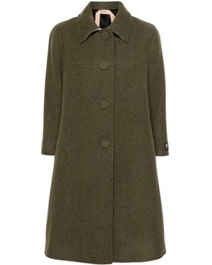 N°21 Single-Breasted Felted Coat - Green