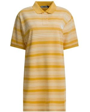 Prada Vestido Corto A Rayas De Manga Corta - Amarillo