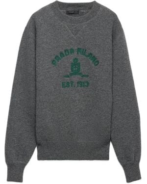 Prada Raglanpullover mit Intarsien-Logo - Grau