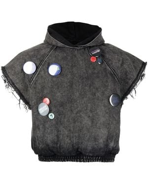 Liberal Youth Ministry Badge-Embellished Sleeveless Hoodie - Black