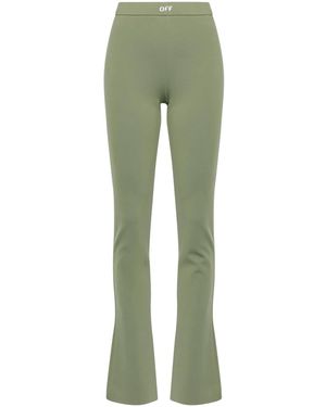 Off-White c/o Virgil Abloh Logo-Print Bootcut Leggings - Green