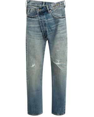 R13 Crossover Distressed Jeans - Blue