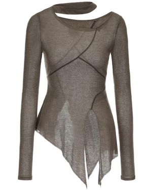 Elwood Asymmetric Stitch-Paneled Long-Sleeved T-Shirt - Grey