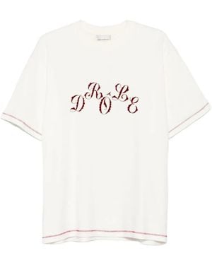 Drole de Monsieur Embroidered-Detail T-Shirt - White
