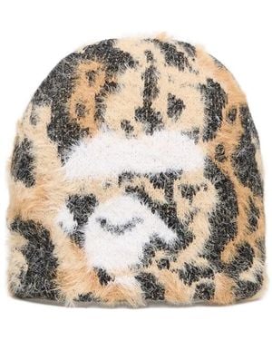 A Bathing Ape Wild Leopard-Pattern Beanie Hat - Metallic