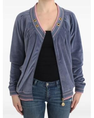 Roberto Cavalli Velour Zip-Up Track Jacket - Blue