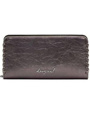 Desigual Metallic Whipstitch-Trim Wallet - Gray