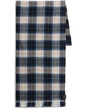 Woolrich Plaid Check Pattern Scarf - Blue