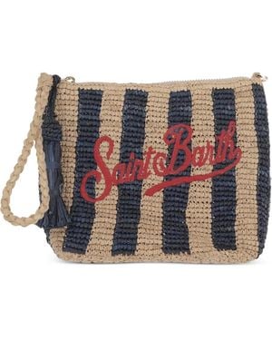 MC2 Saint Barth Striped Logo-Embroidered Clutch Bag