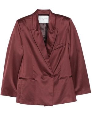 forte_forte Satin Double-Breasted Blazer - Red