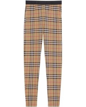 Burberry Check Leggings - Natural