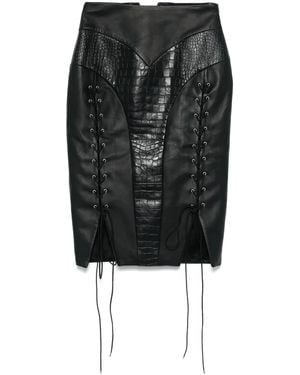 MITILIANE COUTURE Midirock Mit Kroko-Effekt - Schwarz