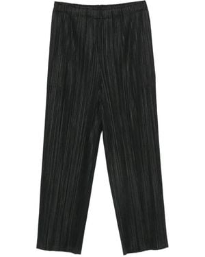 Pleats Please Issey Miyake Plissed-Effect Trousers - Black